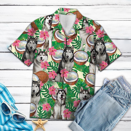 Siberian Husky Tropical Coconut G5731- Hawaiian Shirt