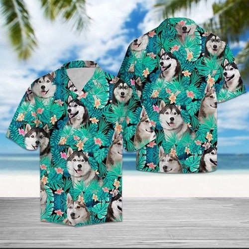 Siberian Husky Tropical Hawaiian Shirt Summer