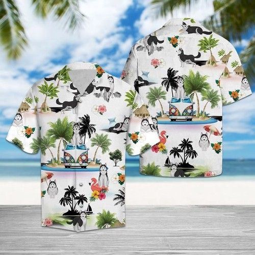 Siberian Husky Vacation Hawaiian Shirt Summer