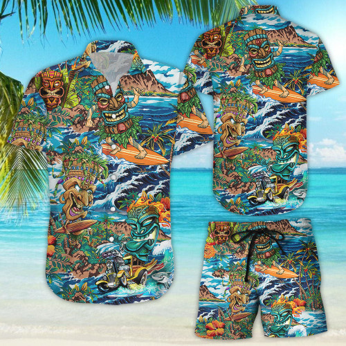 Tiki Hawaiian Shirt - Awesome Tropical Surfing Tiki Hawaii Shirt - Hawaii Gift Ideas