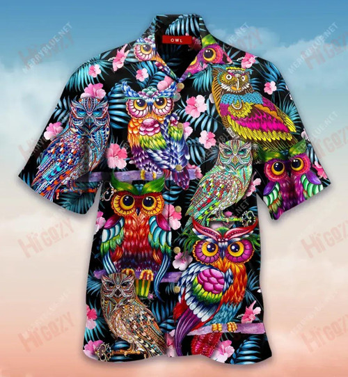 Tropical Colorful Owl Short Sleeve Shirt Ocean Tropical Shirts Tropical Shirts For Men Hawaiian Shirts For Women