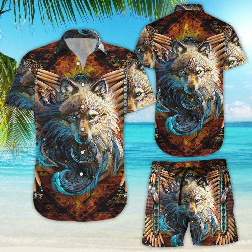 Wolf Shirt - Wolf Head Native American Button Down Shirt - Wolf Themed Gift Ideas