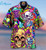 Beach Shirt Colorful Happy Hippie Mushroom Skull Pink Unisex Hawaiian Aloha Shirts, Model Az28385