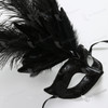 Colombina Venetian with Black Tall Feather Black Mask