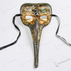 Musical Venetian Mardi Gras Men Long Nose Zanni Mask - Gold Black