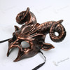 Devil Ram Horn Masquerade Mask Black Copper