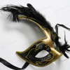 Swan Colombina Black Side Feather Gold Masquerade Mask