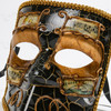 Bauta Black Crackle Face with Gold Dcor Masquerade Mask