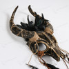 Animal Skull Gold OX Bull Black Horn with Top Feather Masquerade Mask