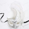 Swan Colombina White Side Feather Silver Masquerade Mask
