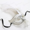 Swan Colombina White Side Feather Silver Masquerade Mask