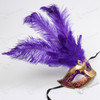 Colombina Venetian with Purple Tall Feather Gold Mask