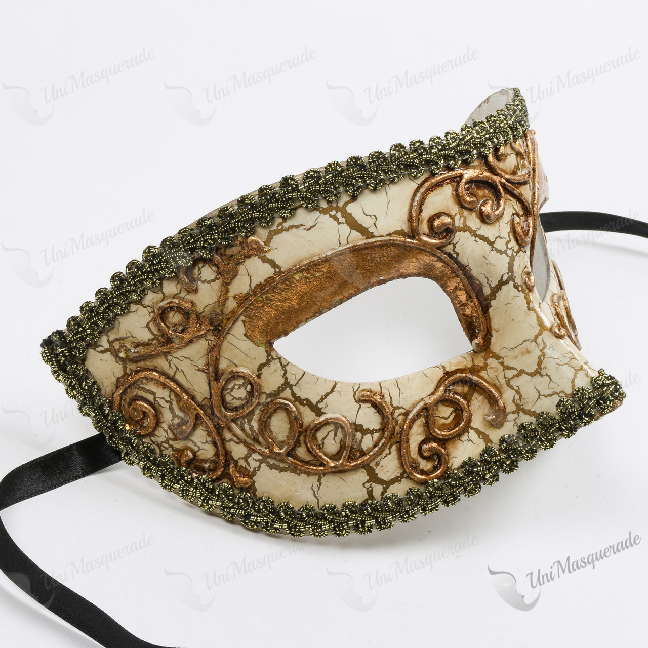 Medieval Venetian Masquerade Mask 'Phantom of Opera' Design - Gold