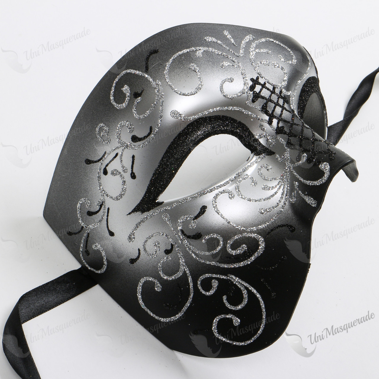 Phantom Venetian Masquerade Half Face Party Mask - Metal Silver