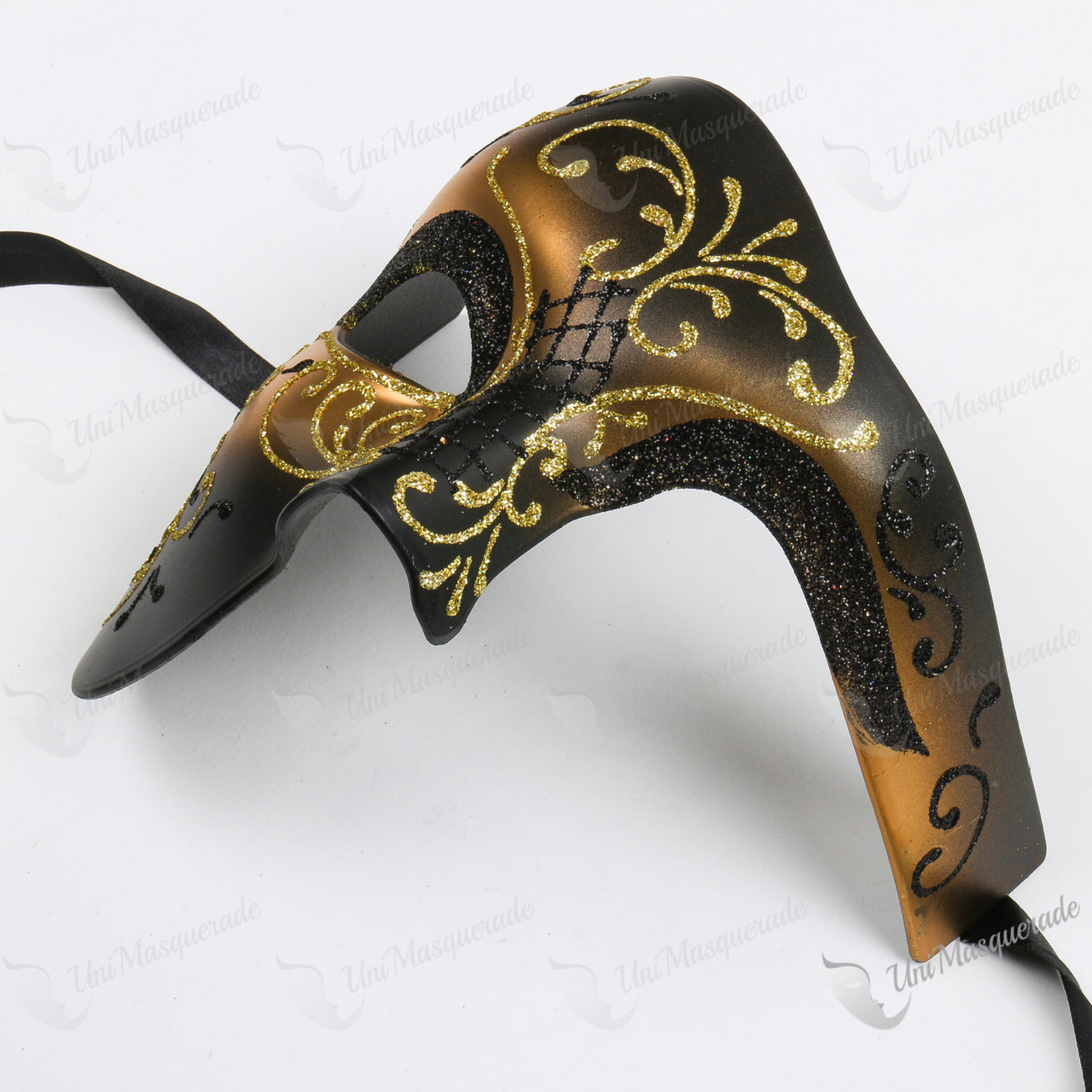 Phantom of The Opera Full Face Vintage Glitter Gold Masquerade Mask