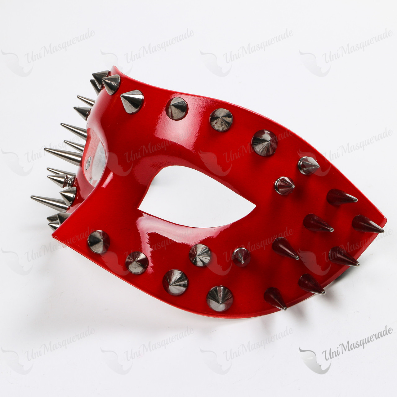 Steampunk Spikes Venetian Masquerade Eye Mask - Glossy Red