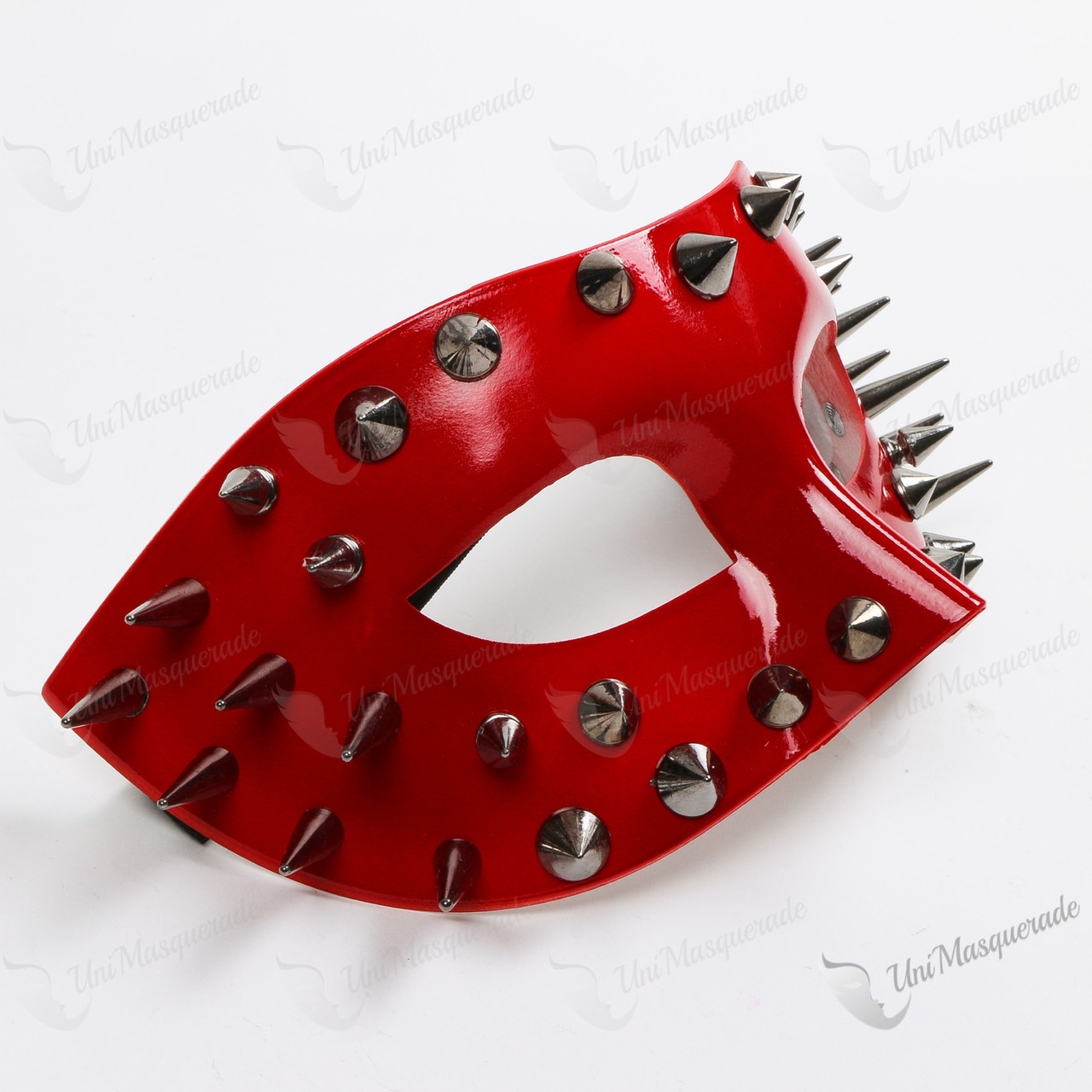 Steampunk Spikes Venetian Masquerade Eye Mask - Glossy Red