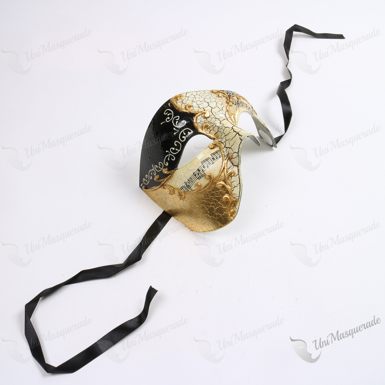 Phantom of The Opera Full Face Black Gold Musical Masquerade Mask