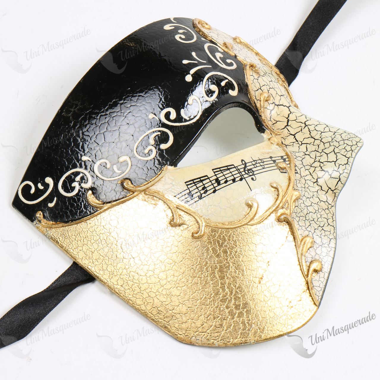Phantom of The Opera Half Face Black Gold Musical Masquerade Mask