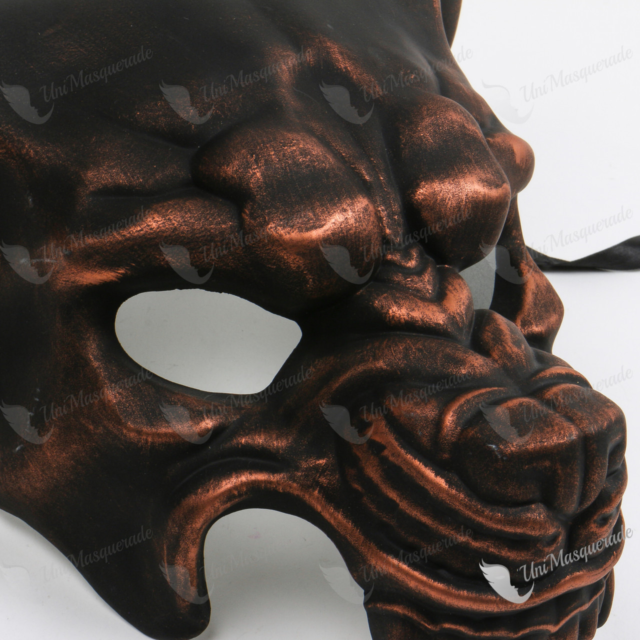 Wolf with Teeth Masquerade Mask - Black Copper