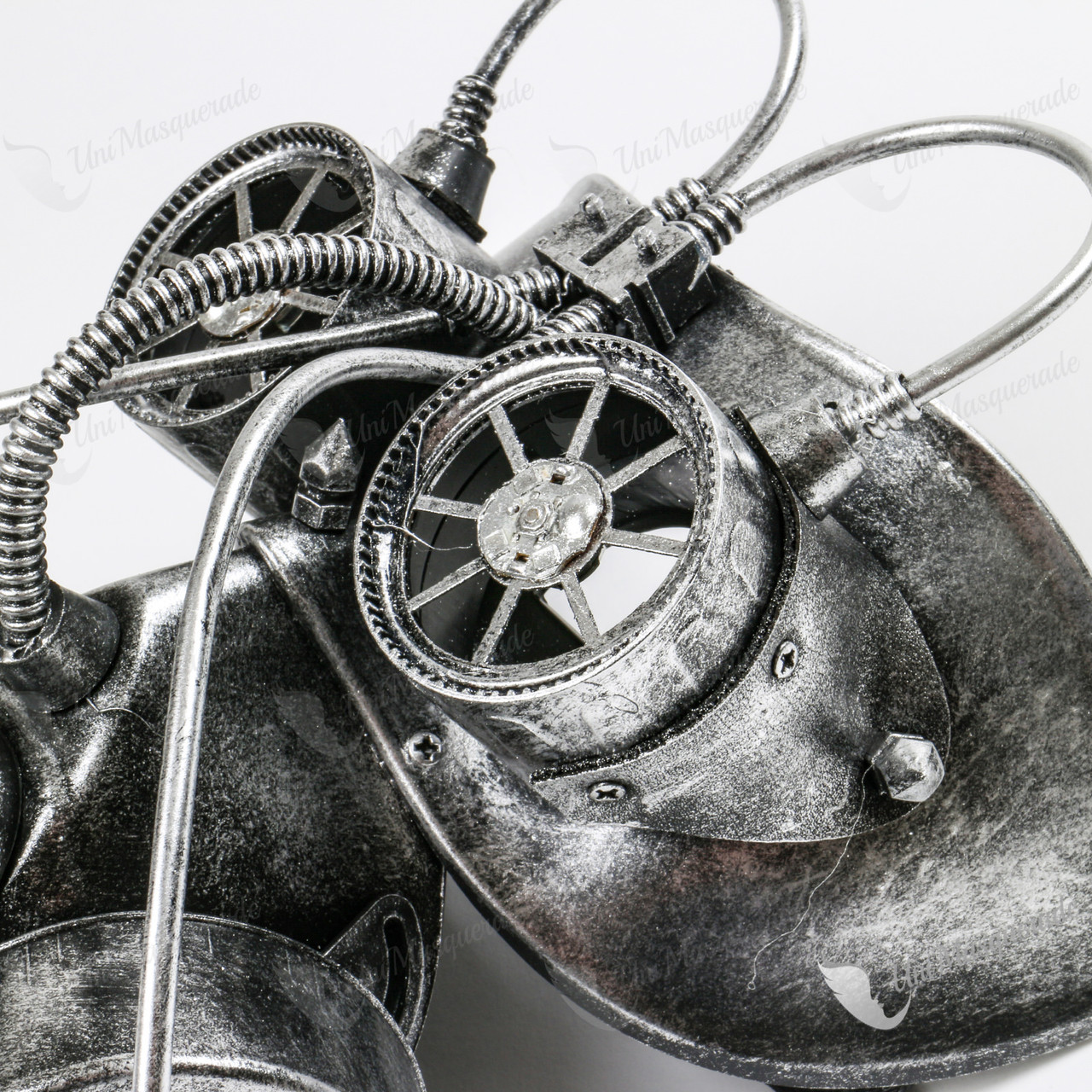 Steampunk Goggles Gas Mask with LED Light Silver
