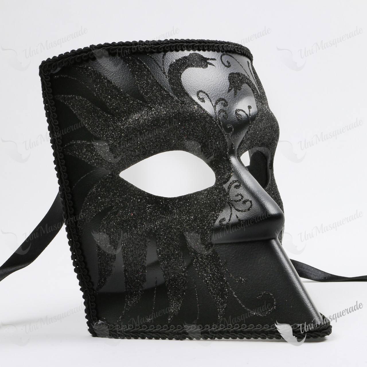 Bauta Full Face Luxury Venetian Women Party Mask Masquerade - Black