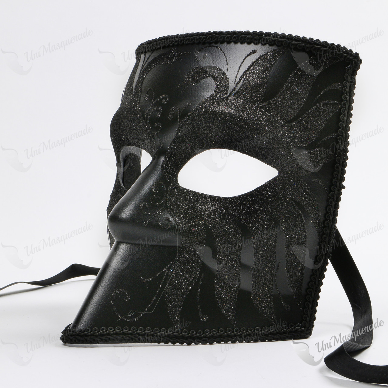 Bauta Full Face Luxury Venetian Women Party Mask Masquerade - Black