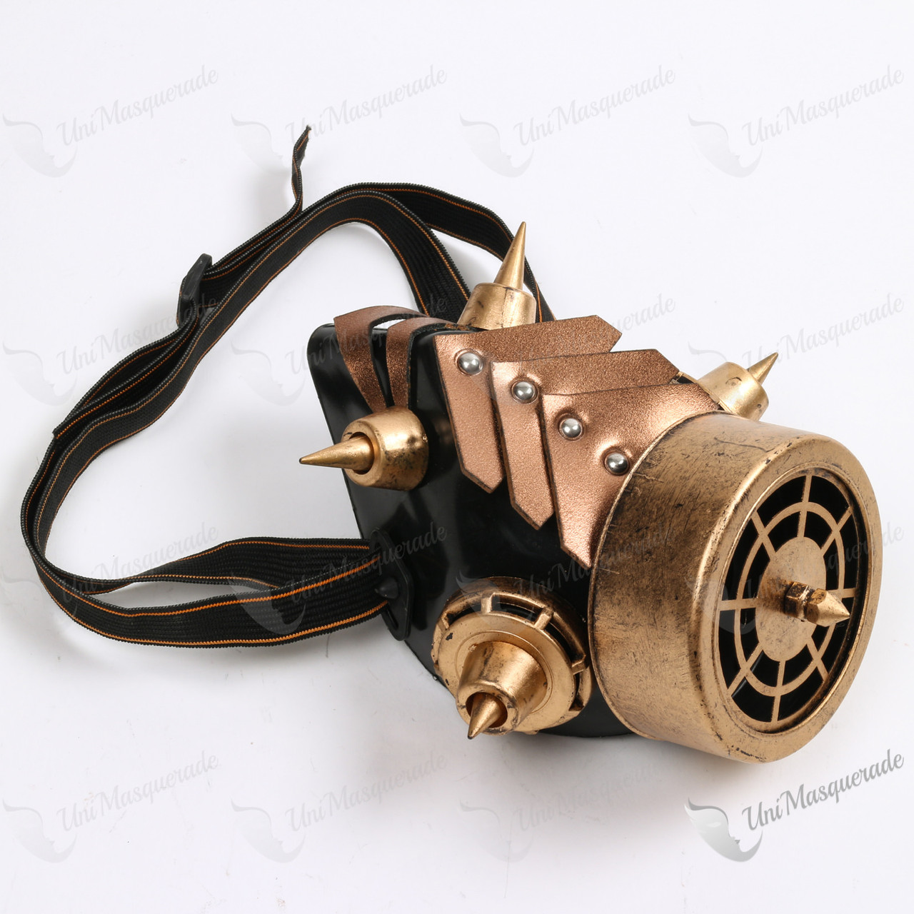 Steampunk Mask Respirator Full Gas Mask Metallic Bronze Spike Costume  Cosplay Fully Adjustable Straps 