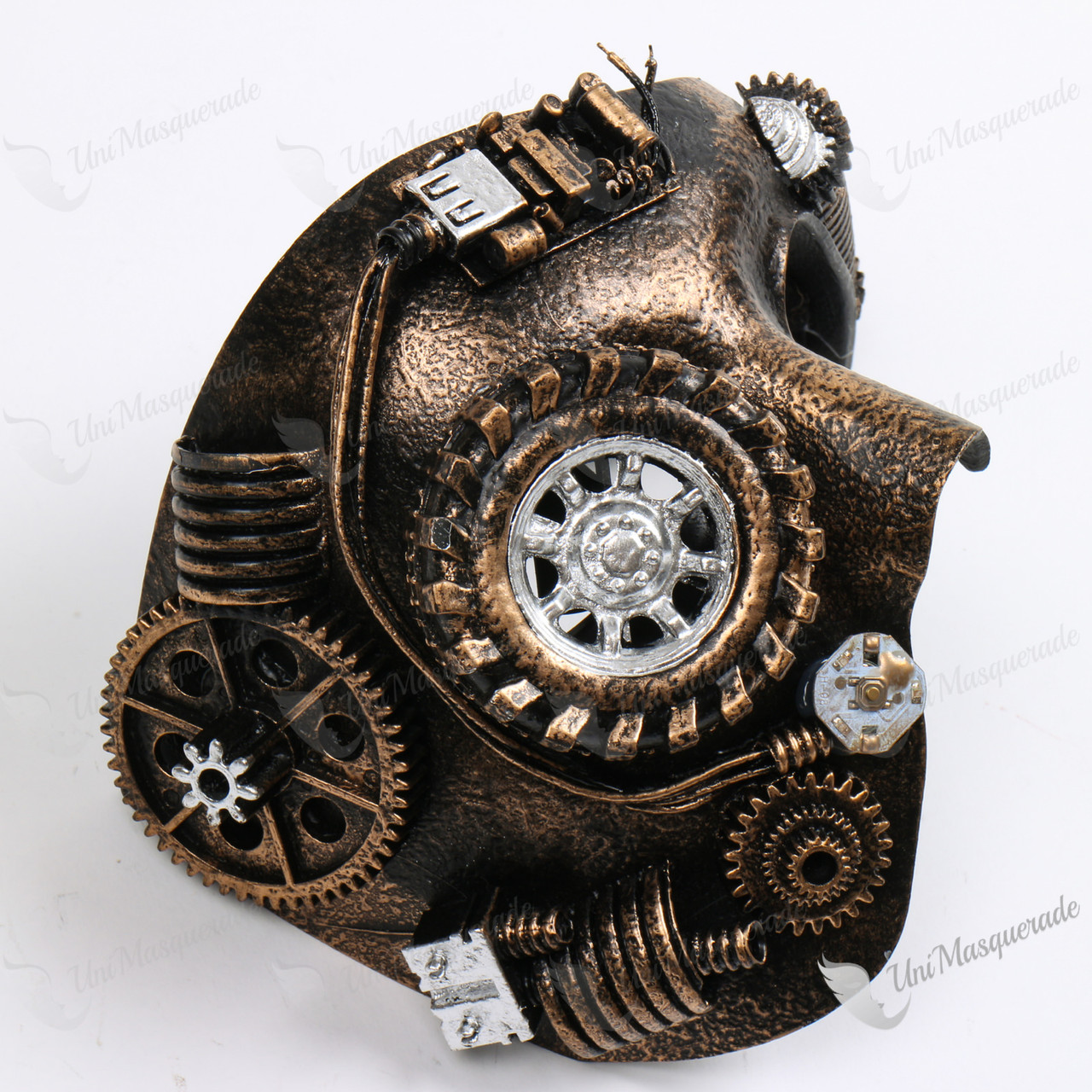 Phantom Steampunk Full Face LED Light Masquerade Mask Gold