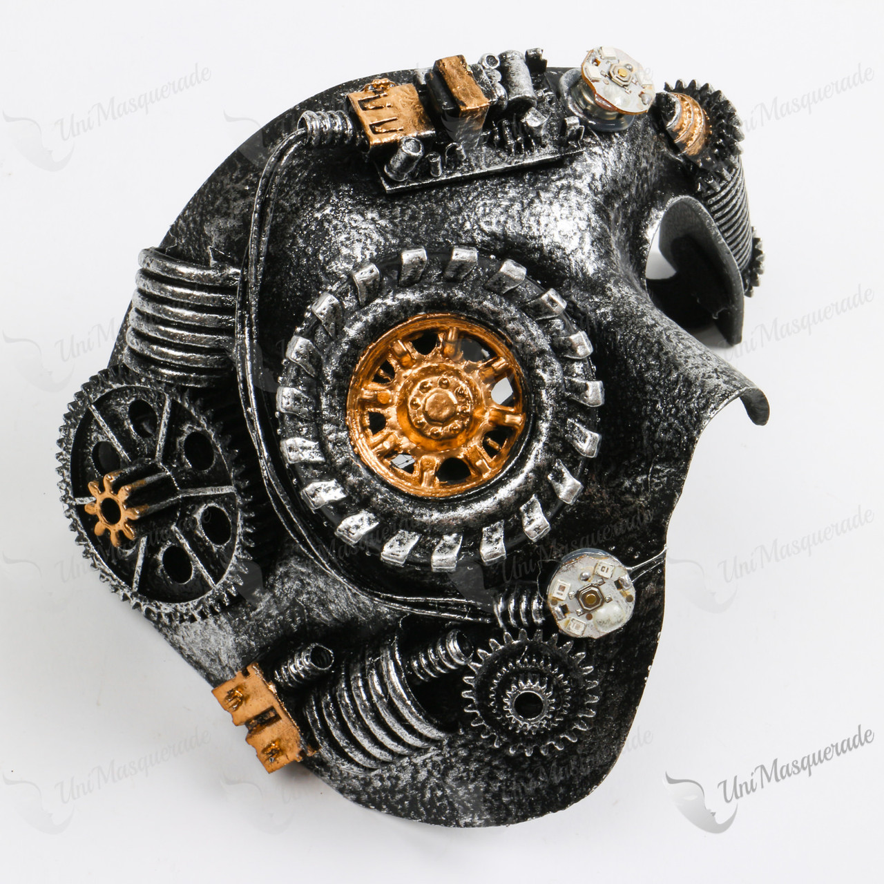Phantom Steampunk Full Face LED Light Masquerade Mask Silver