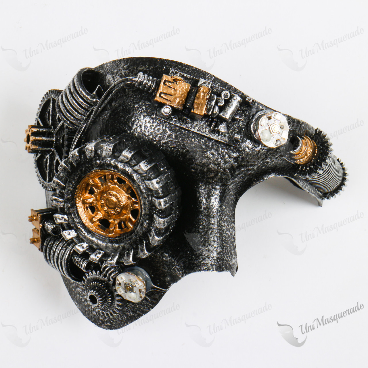 Phantom Steampunk Full Face LED Light Masquerade Mask Silver