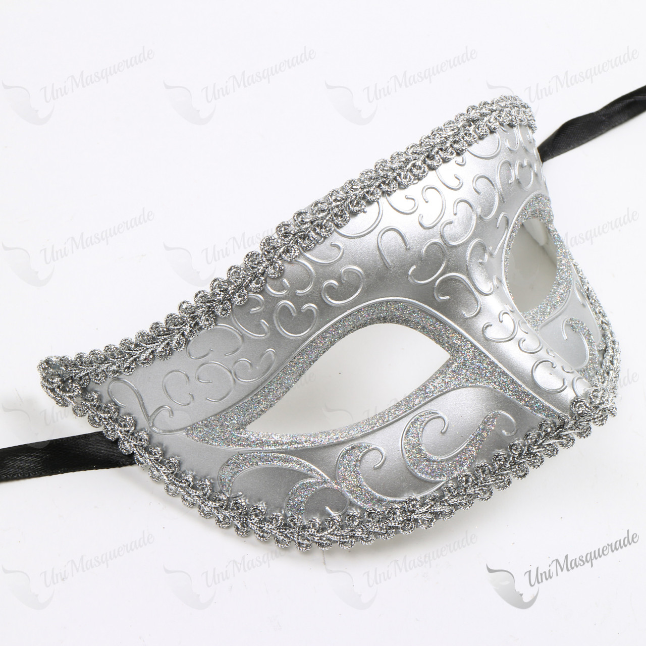 Colombina Venetian Glitter Classic Eye Mask Silver
