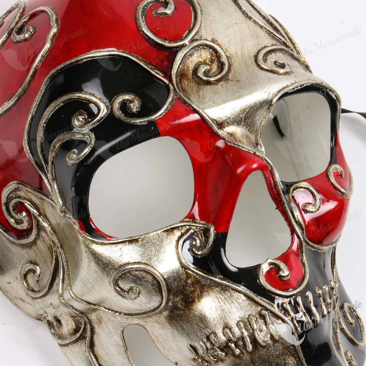Day of the Dead Full Face Skull Gold Black Venetian Halloween