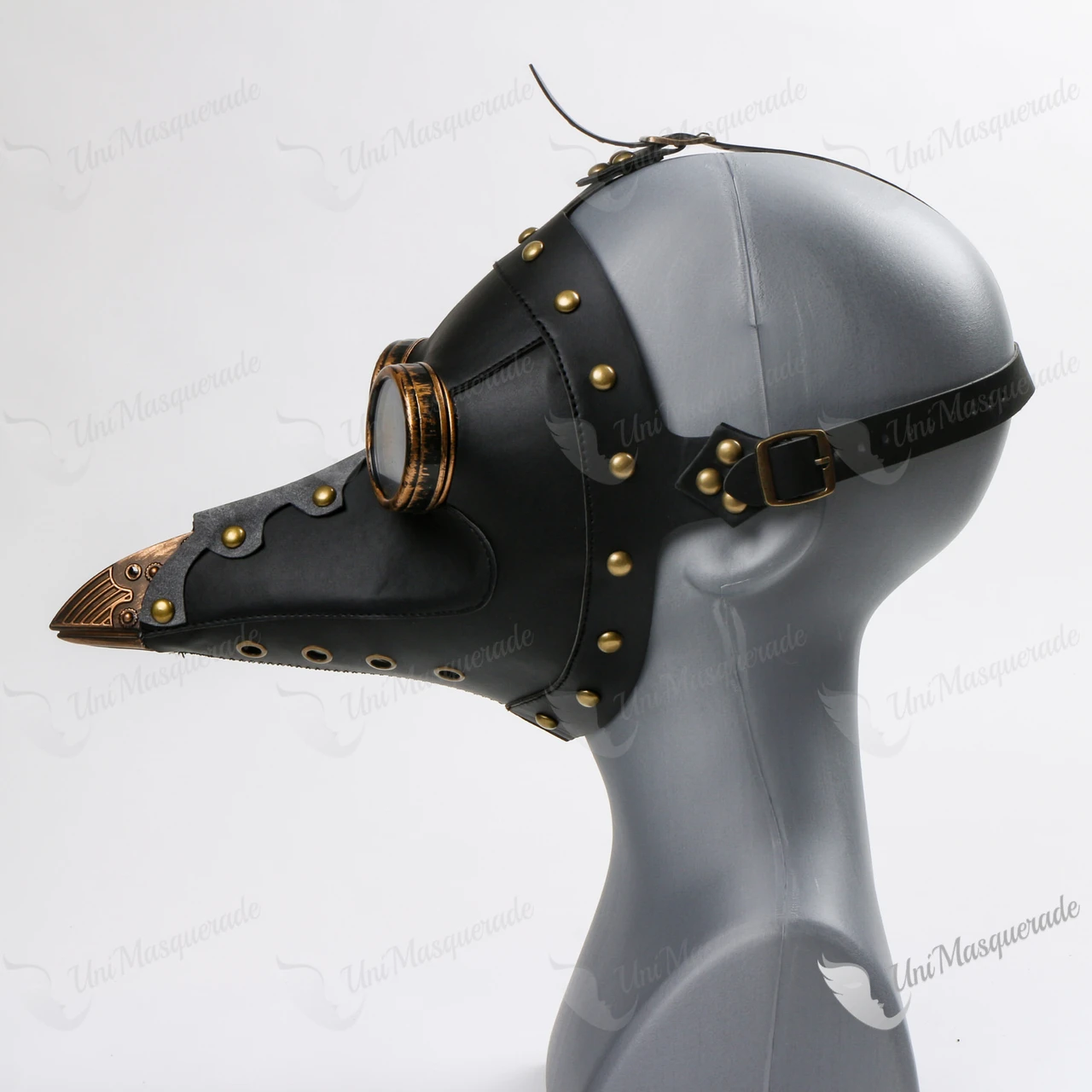 Steampunk Full Face Plague Doctor Mask - Black