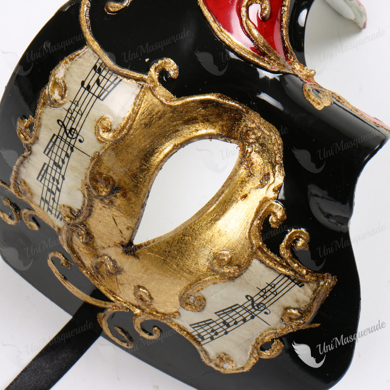 Masquerade Masks Phantom Music Notes and Gold Flowers Unisex