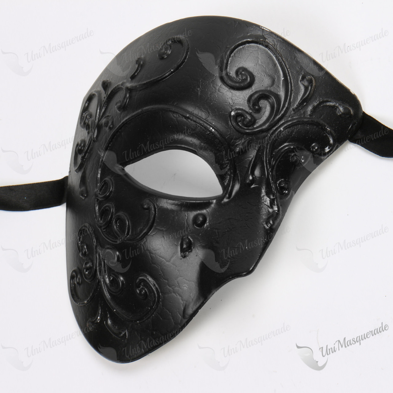 Phantom of Opera Half Face Venetian Masquerade Mask - Black
