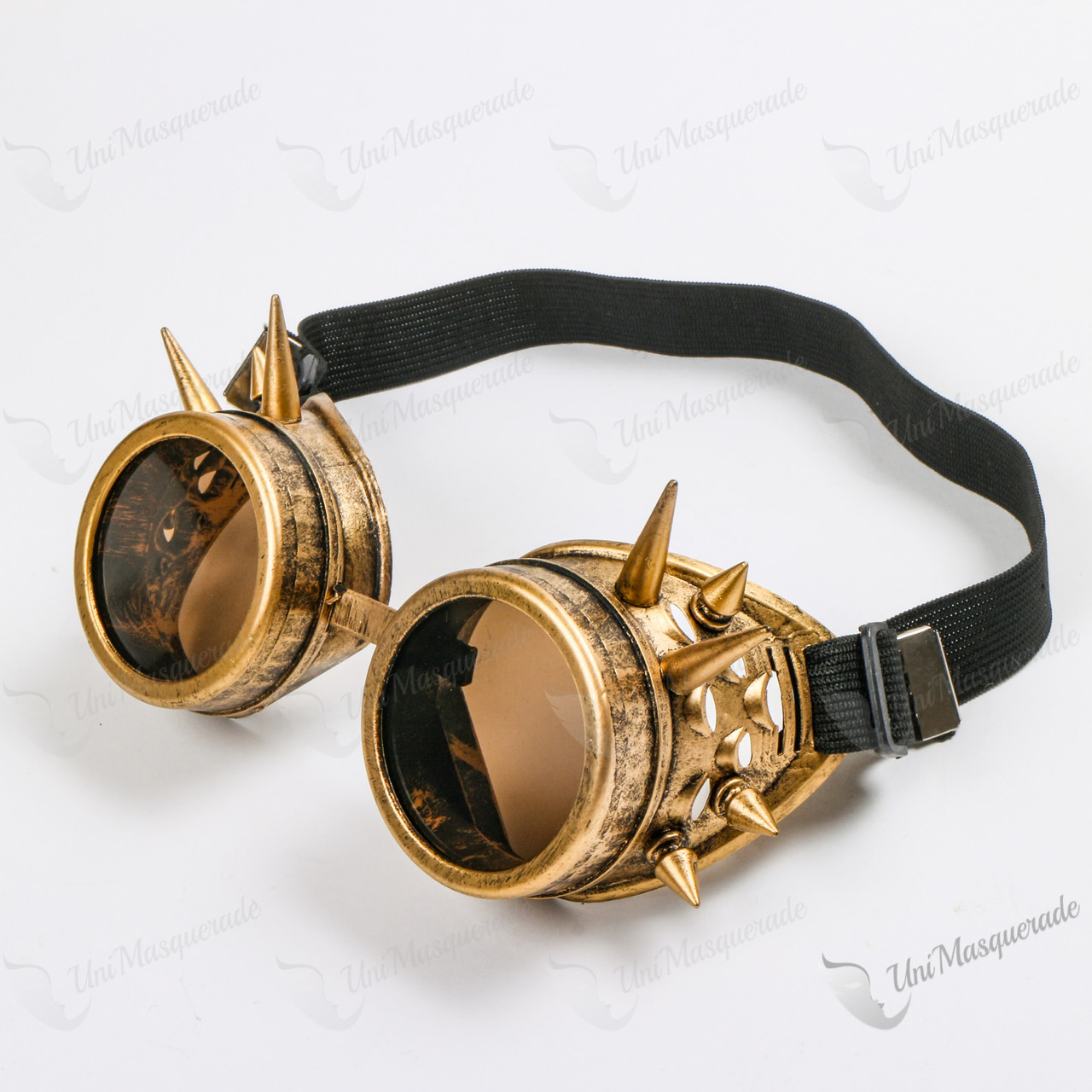 Gold Victorian Steampunk Goggles with Green Lenses