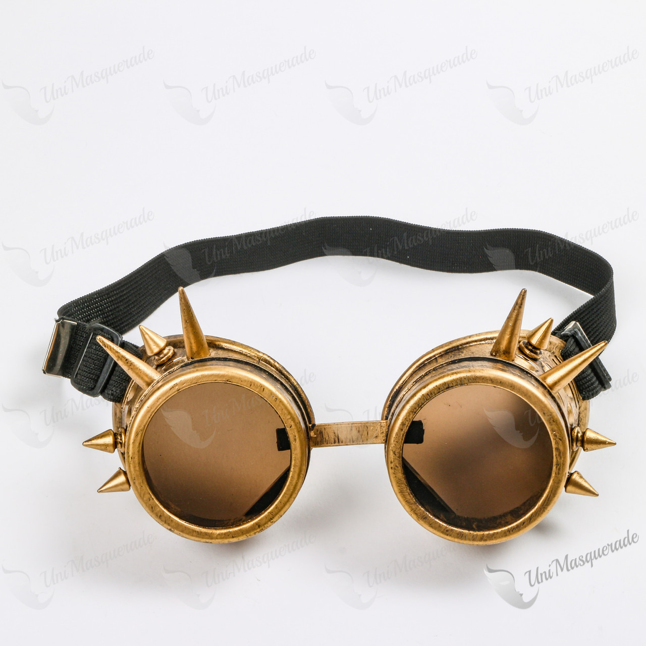 Steampunk Spikes Goggles With Dark Lens - Metallic Gold