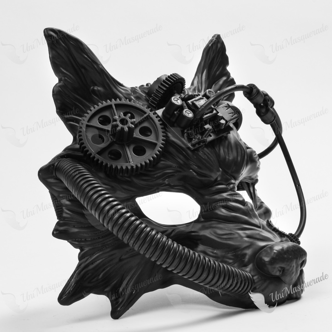 Wild Wolf Steampunk Animal Masquerade Mask Black