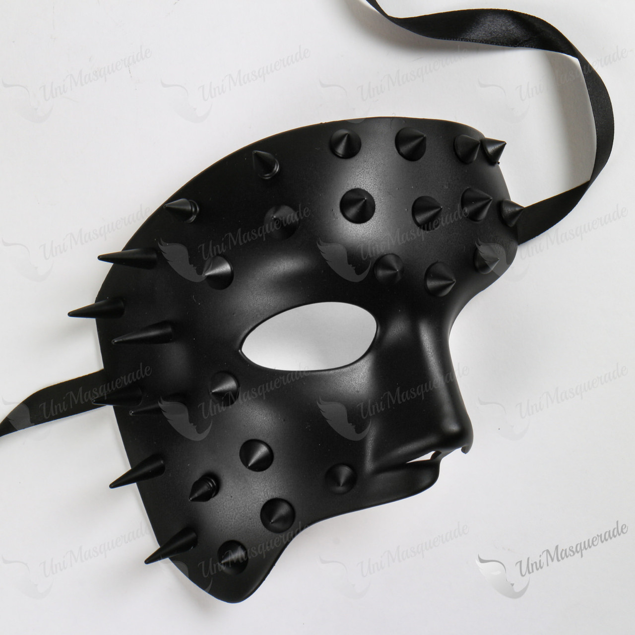 Phantom Venetian Half Face Steampunk Spike Masquerade Black Mask