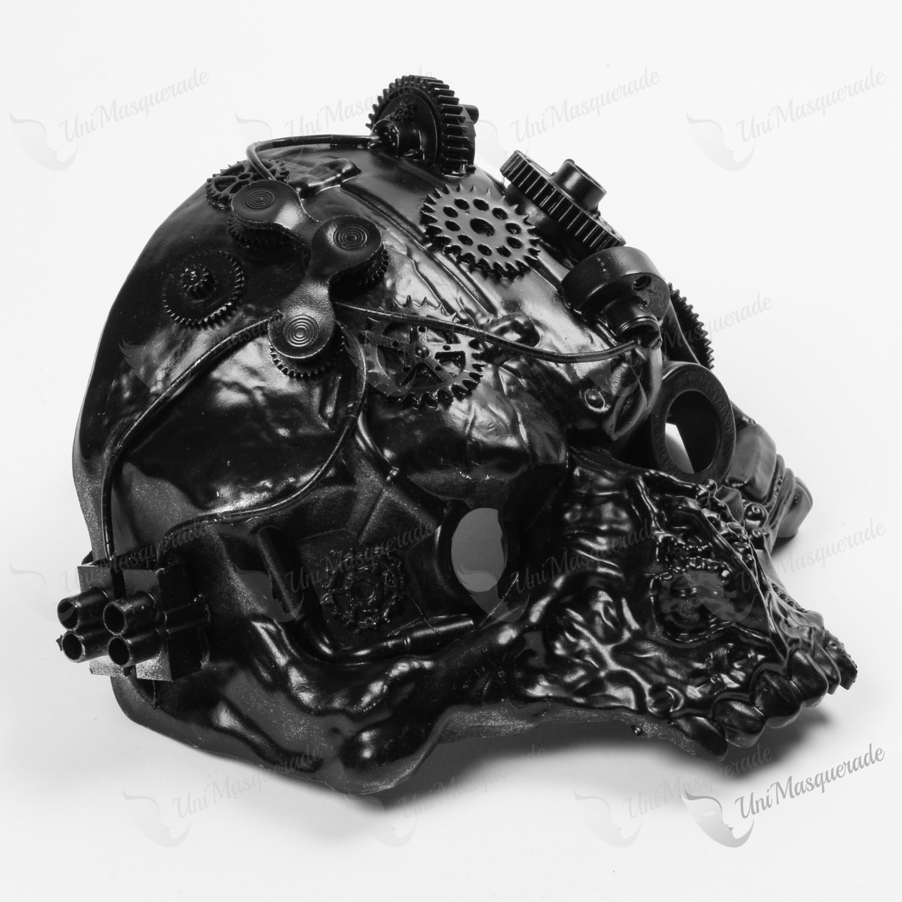 Robot Skull Steampunk Masquerade Black Mask