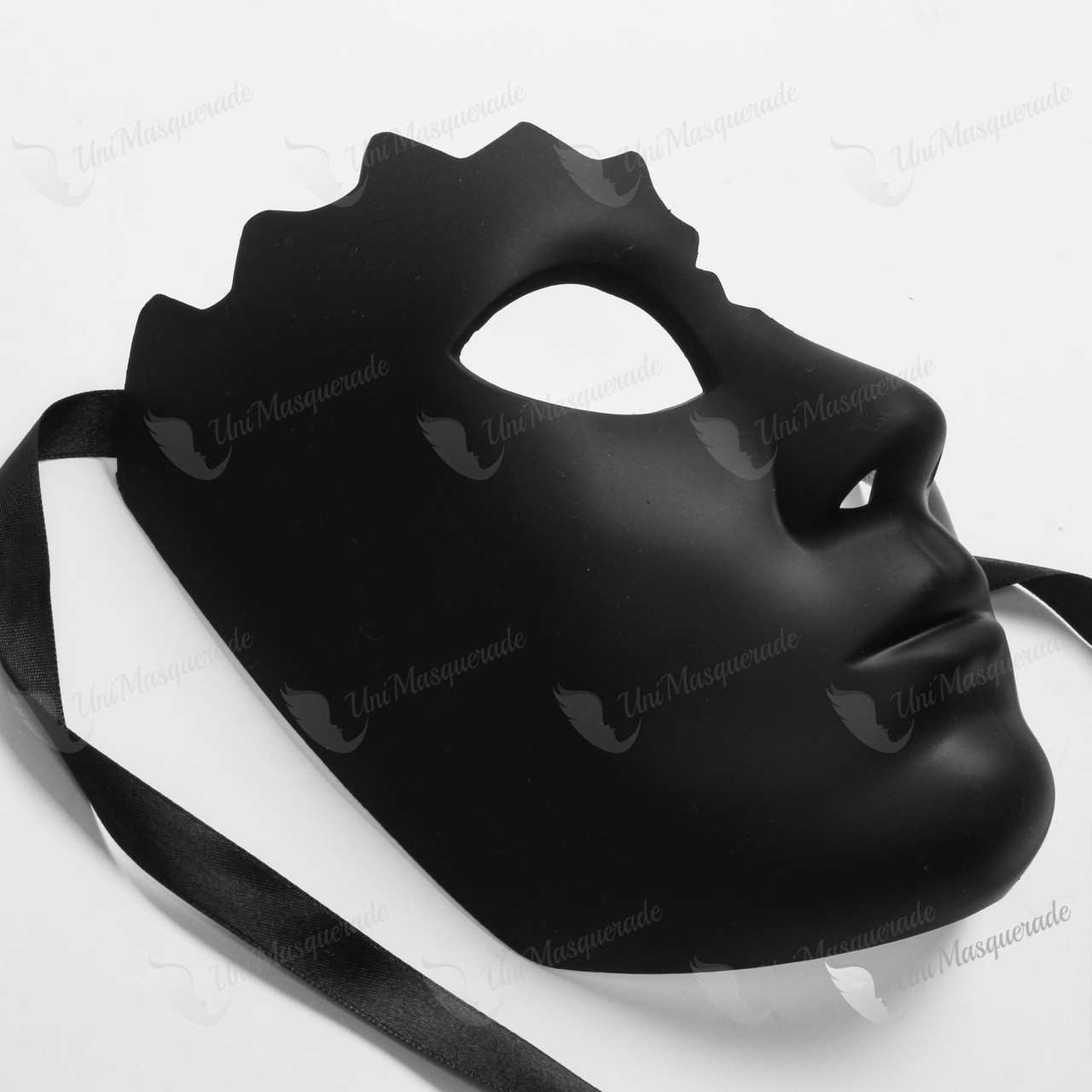 Venetian Full Face Half Crack Masquerade Mask Black