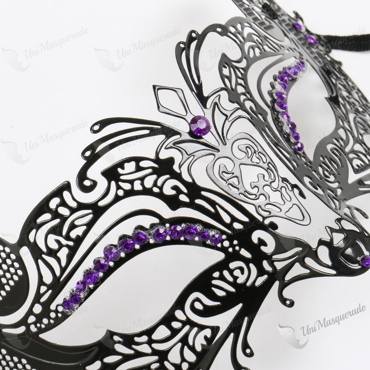 Fox Masquerade Mask in Silver and White White/Gold / Purple/Crystal Mix