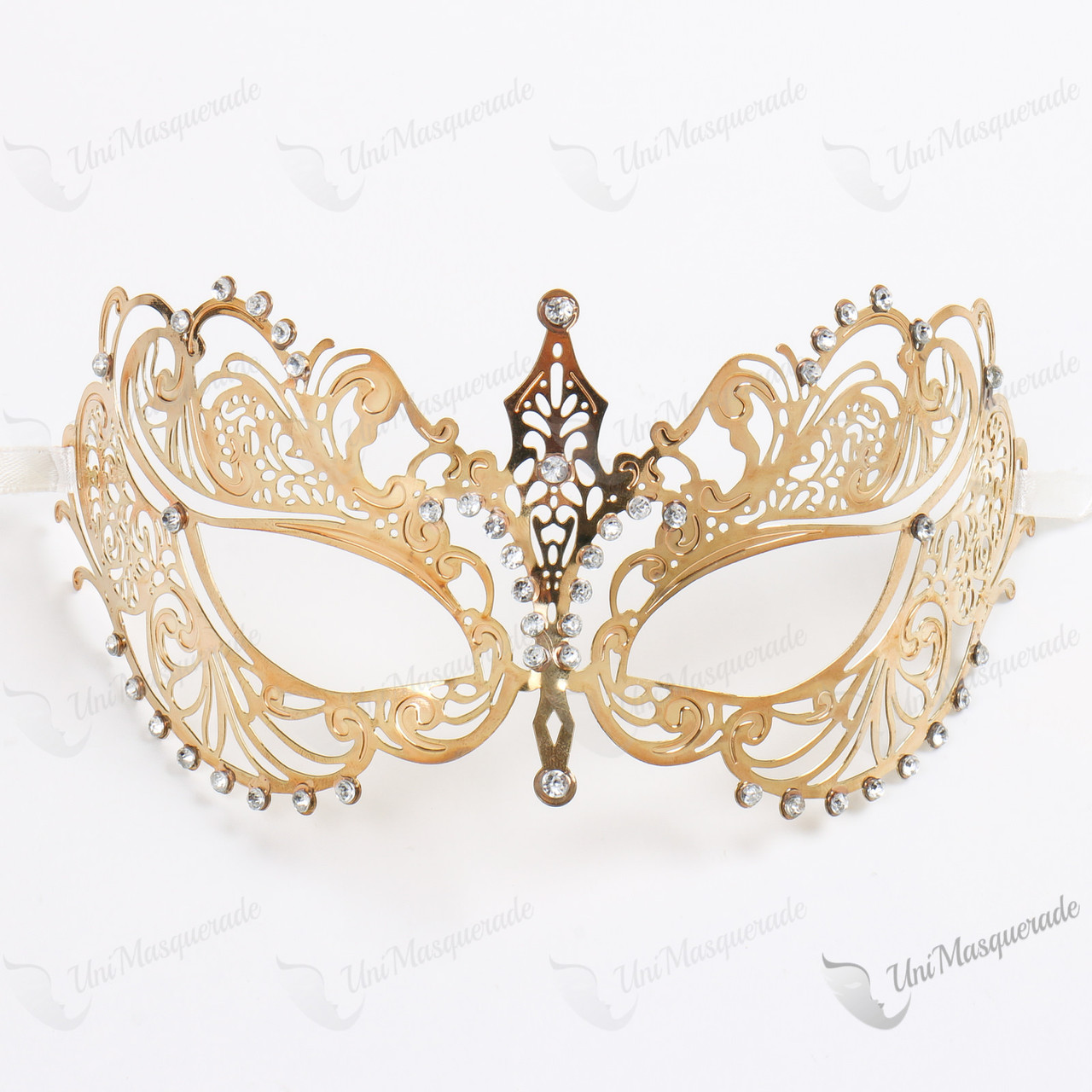 Charming Princess Masquerade Mask With Rhinestone Gold