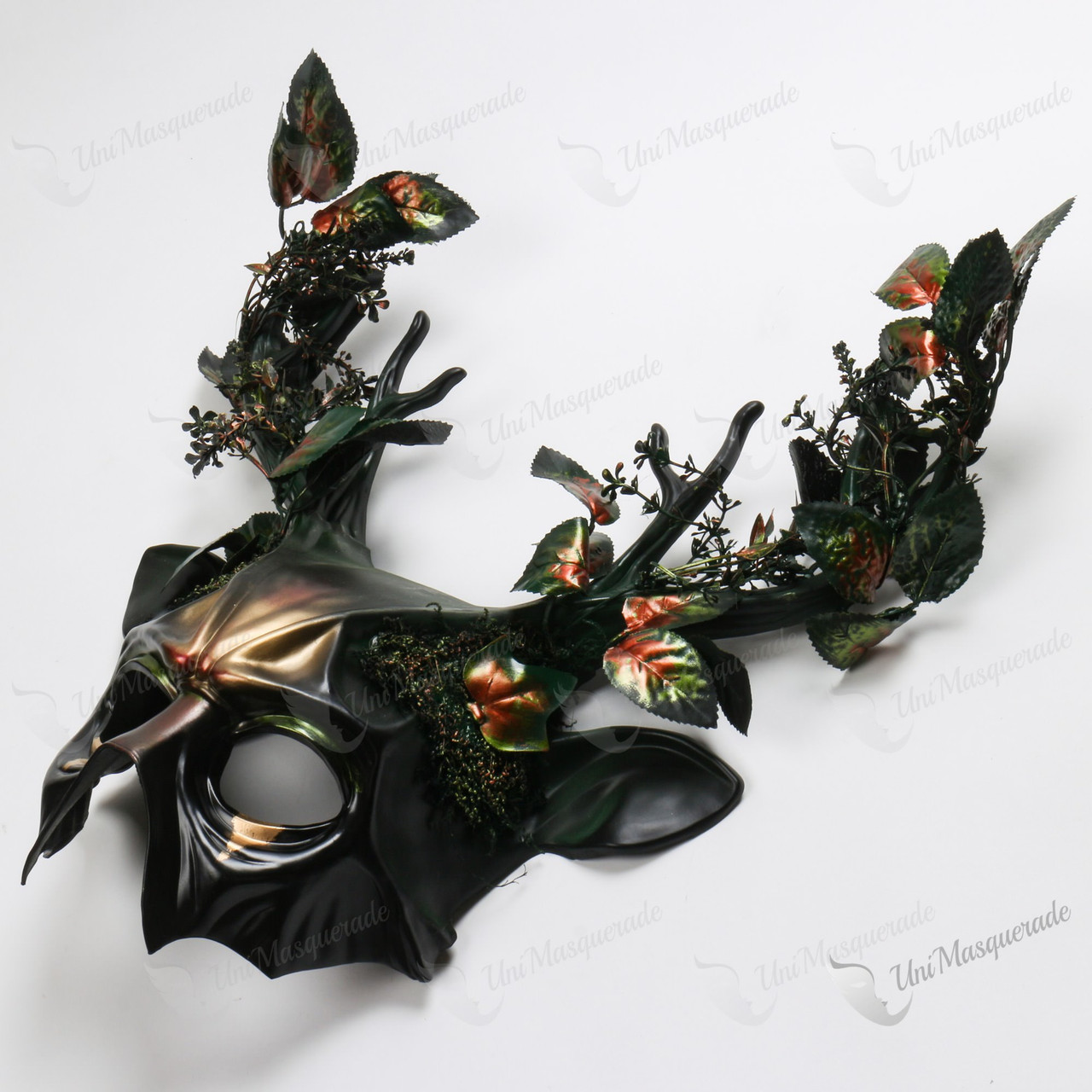 Devil Antler Deer Horns Floral Mythical Masquerade Mask Gold