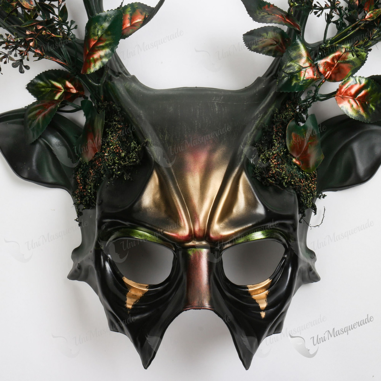 Devil Antler Deer Horns Floral Mythical Masquerade Mask Gold