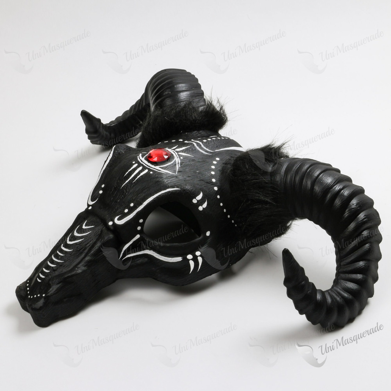 Aninmal Skull Ancient Tribal Black Large Ram Horn Masquerade Mask