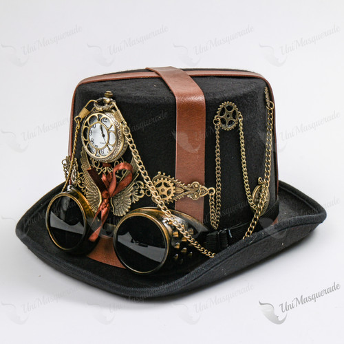 Steampunk Burning Man Top Hat - Black