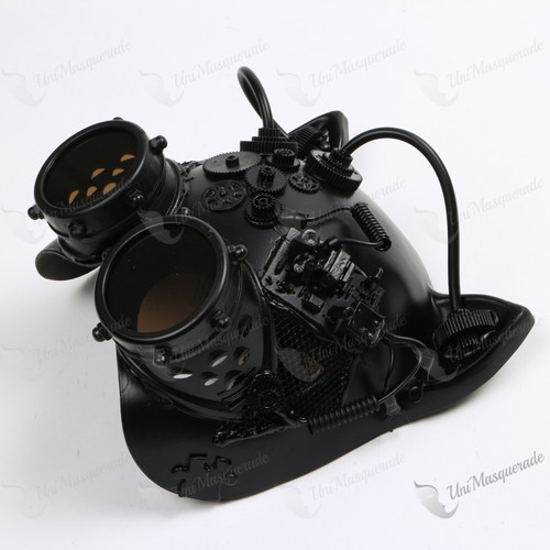 Gatto Cat Steampunk Goggles with Dark Lens Black