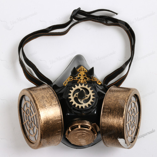 Half Face Steampunk Respirator Gas Mask - Black Gold